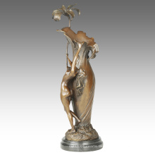 Vase Carving Statue Maiden Dekoration Bronze Skulptur TPE-667